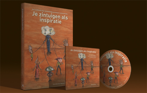 Het boek en de CD met baksteenkleurige voorkant met een tekening uit het boek erop.